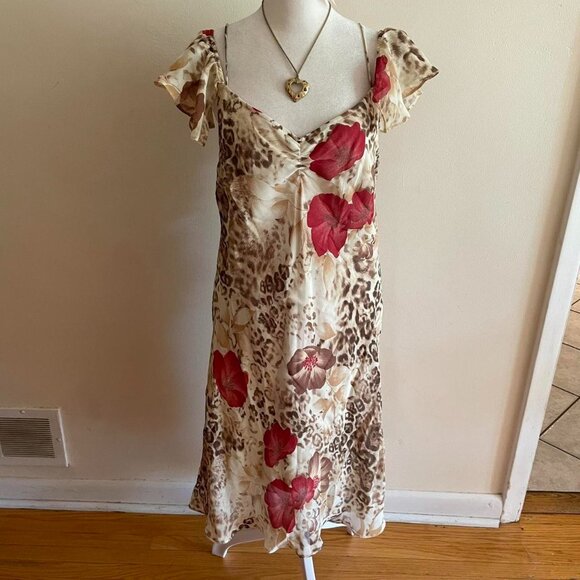 Cartise Dresses & Skirts - Vintage Y2K Cream and Red Floral Dress